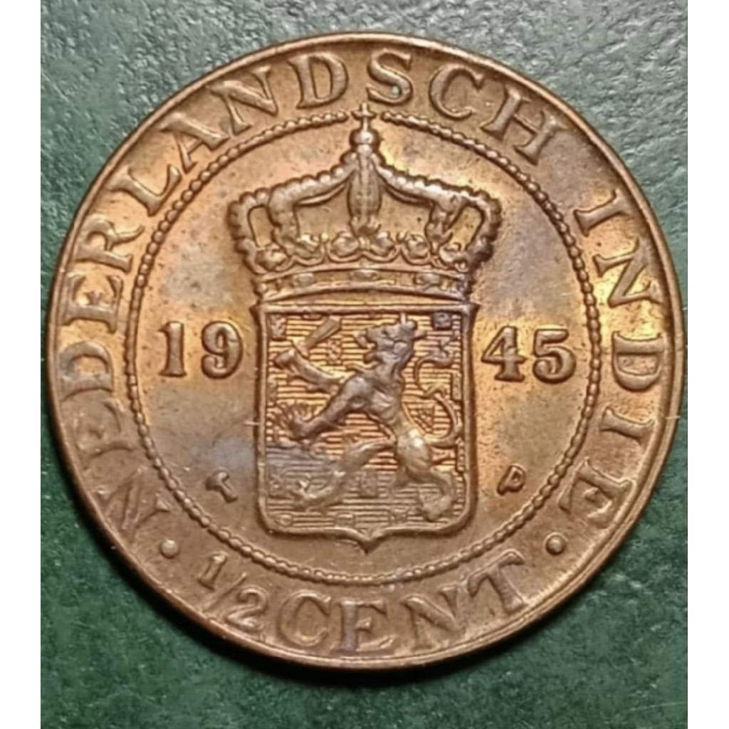 uang koin 1/2 cent nederland indie Bengol kecil kinclong asli
