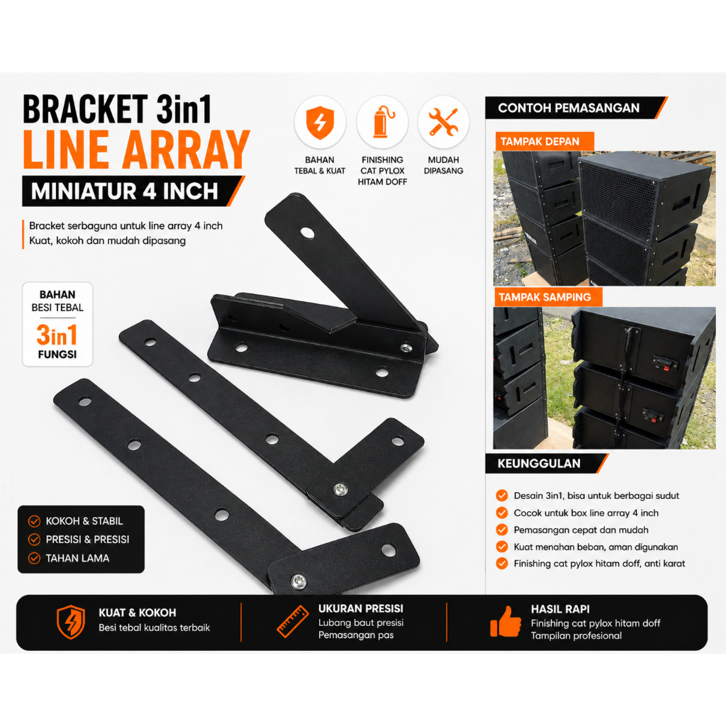 Bracket Line Array miniatur 4 inch
