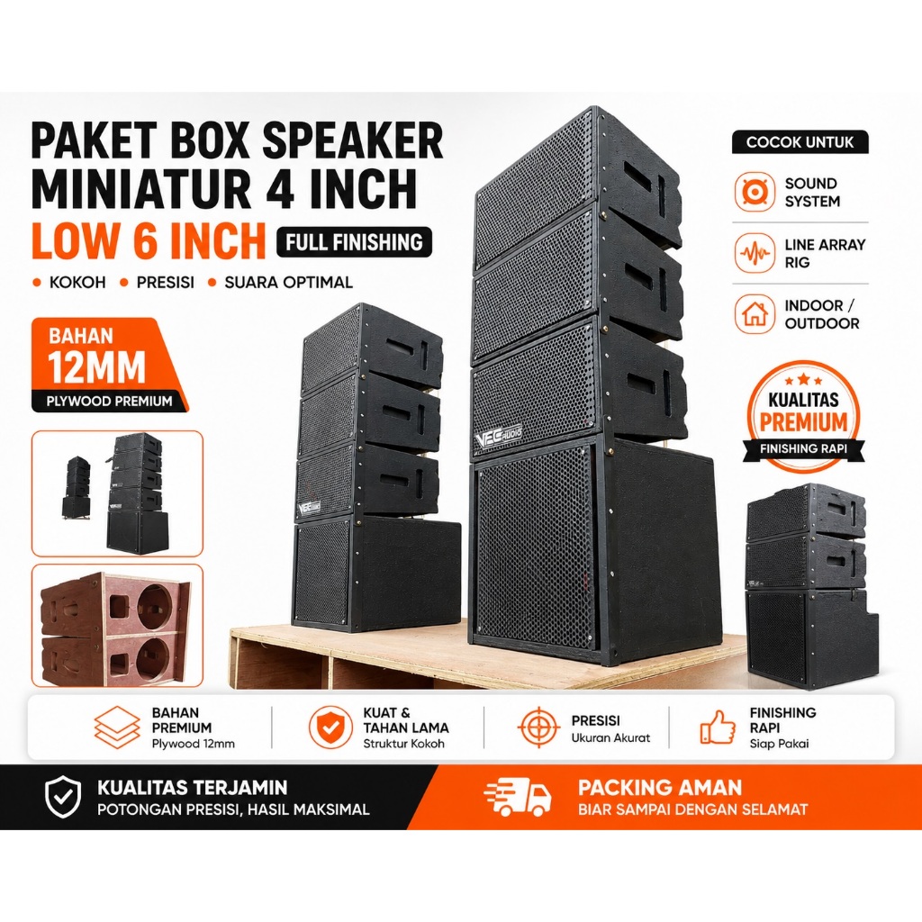 Paket Box Speaker Miniatur 4 inch Low 6 inch Full Finishing