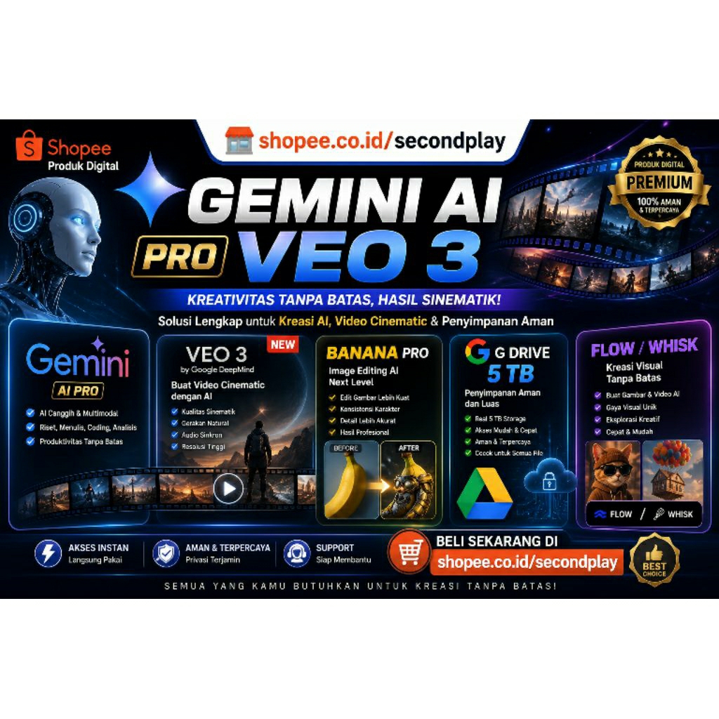 GEMINI AI PRO/FLOW VEO 3 5TB