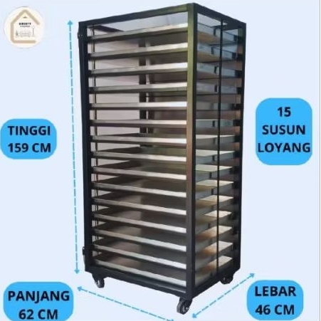 Rak Loyang Roti 15 Susun || Troli Loyang Kue susun || Rak Kue Susun