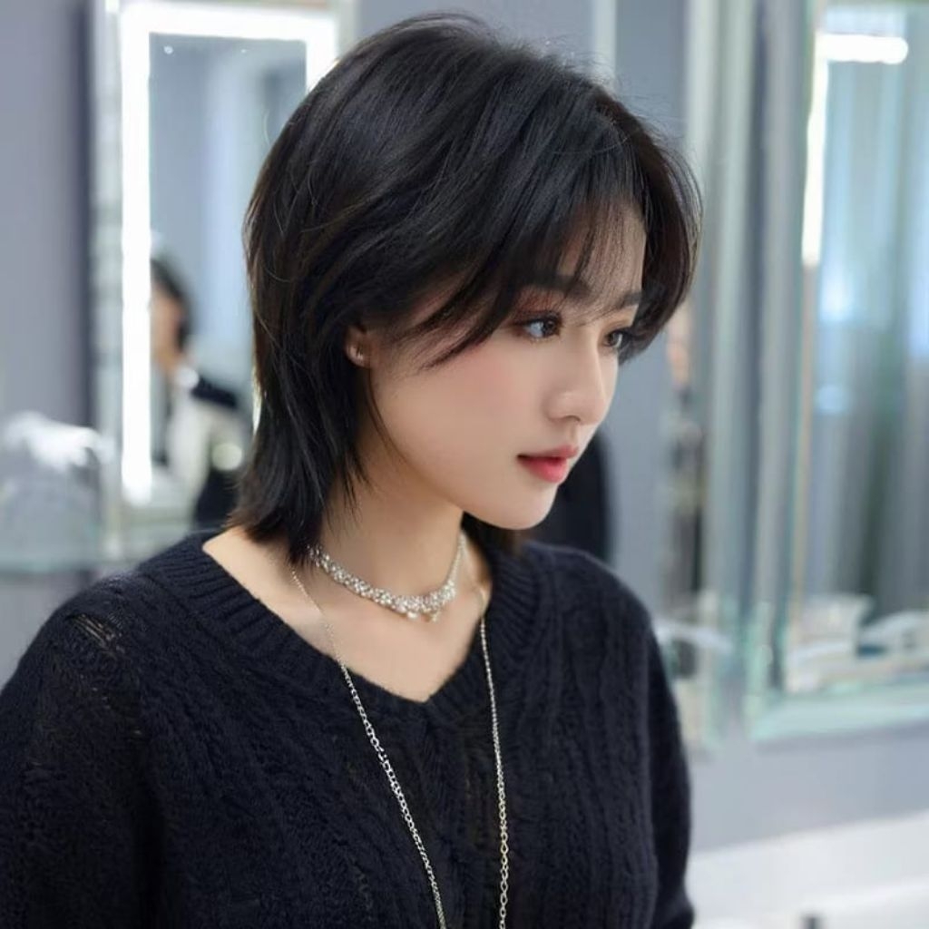 {BISACOD} WIG PRIA & WANITA GAYA KOREAN JEPANG WIG HITAM ALAMI
