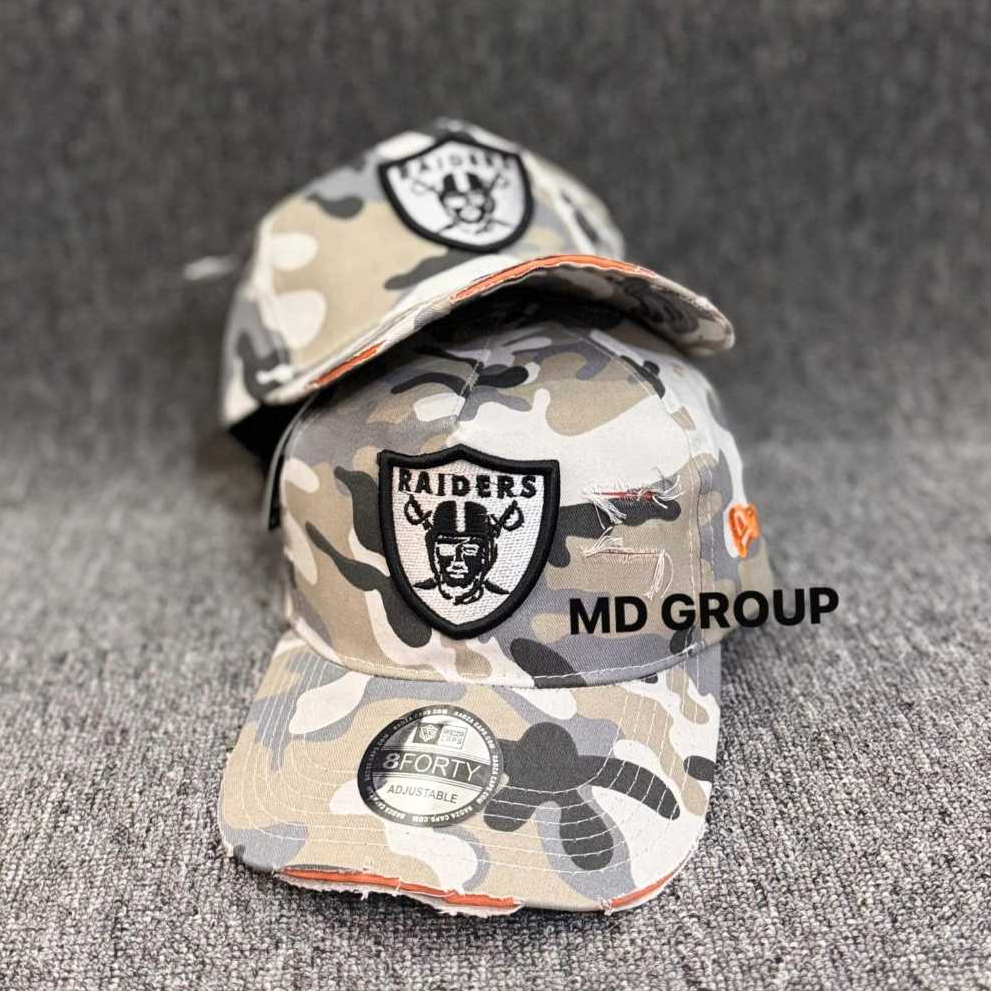 Topi Baseball Camo Loreng Grey Bordir Logo RAIDERS Distro Bahan Cotton Premium Unisex Terbaru