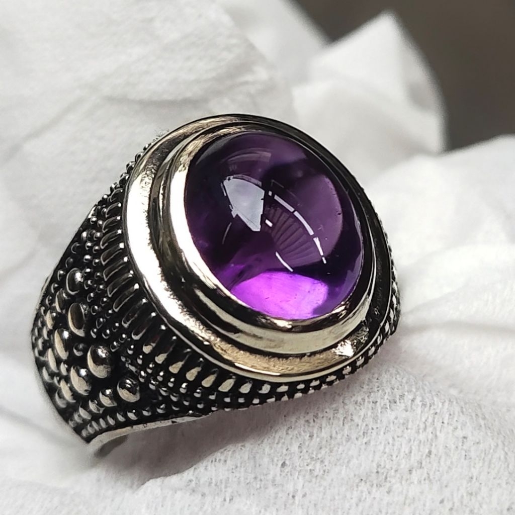 Batu Kecubung Warna Tua - Dark Purple Kecubung Amethyst Quartz - Cincin Batu Kecubung Ungu Warna Tua