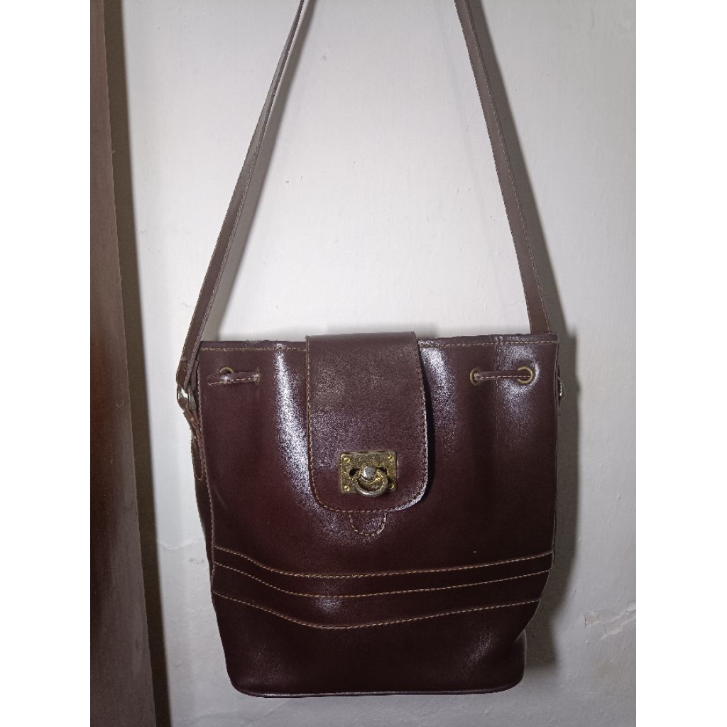 Preloved Tas Kulit Vintage Aesthetic | Tas Jadul Shoulder Bag