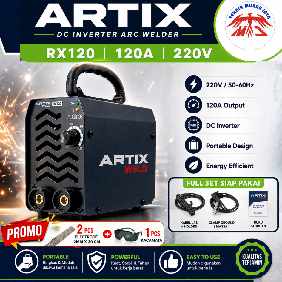ARTIX RX120 Model Baru Mesin Travo Las 120 A Inventer 450 w Jepang Mma Kawat Mmai Watt Rendah Listri