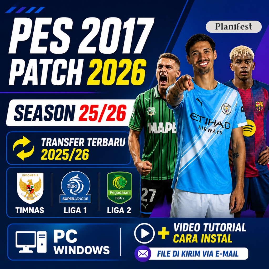 PES 2017 Patch 2026 Update Musim Terbaru Liga 1 BRI Timnas Indonesia Game PC Laptop Offline