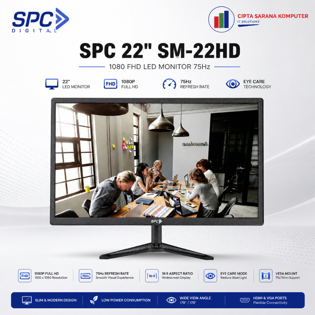 SPC MONITOR 22 INCH SM-22HD FHD 1080P 1MS 75HZ