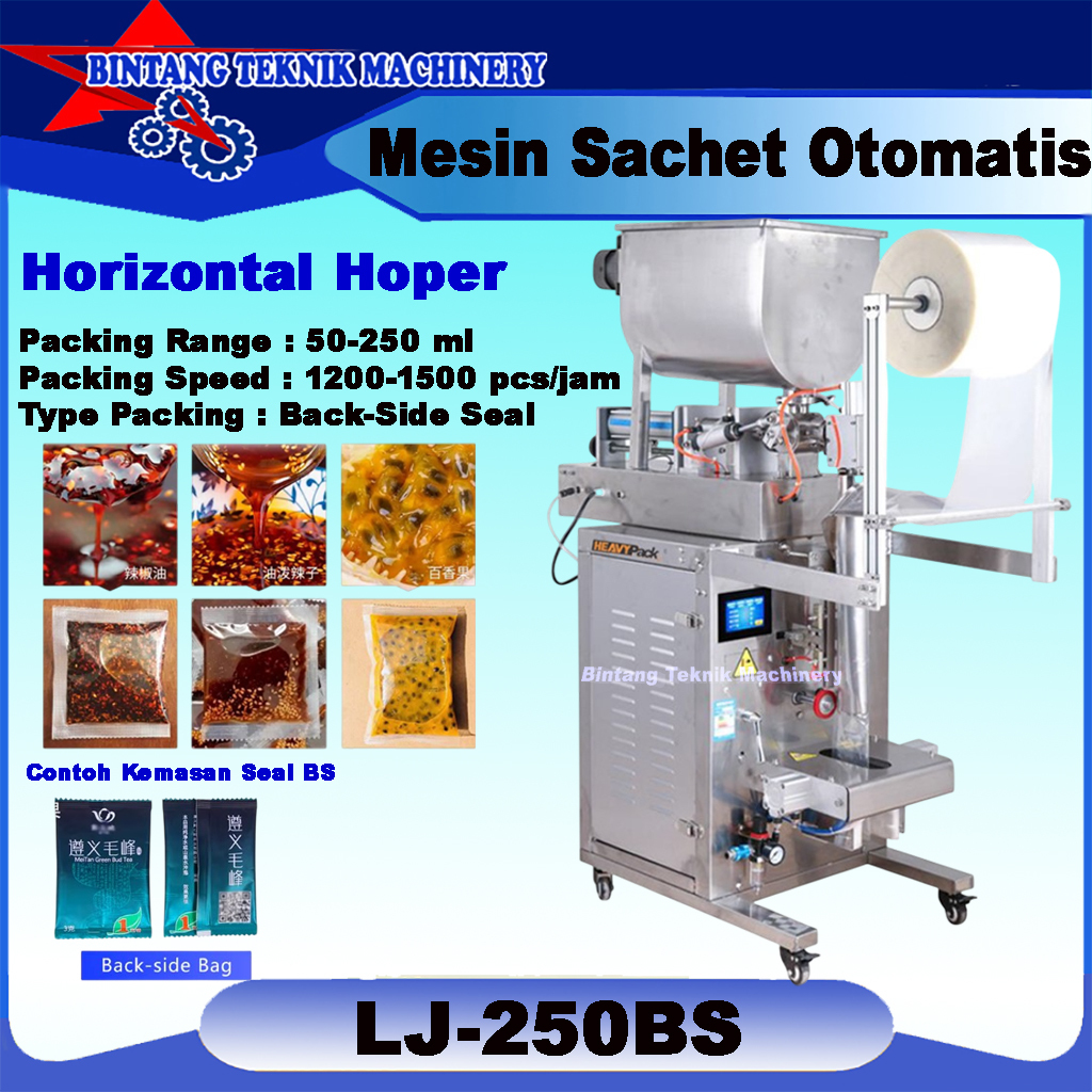 Mesin sealer kemasan sachet otomatis pengisi pasta kemasan / mesin LJ-250BS Horizontal Hoper