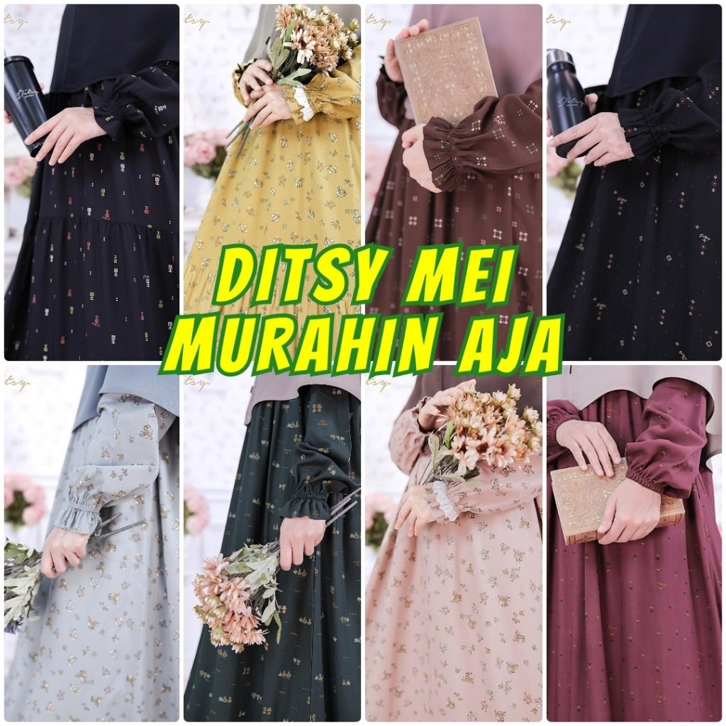 Ditsy Mei 2026 XS S M L XL XXL | Ditsy terbaru | Gamis Ditsy motif adem termurah