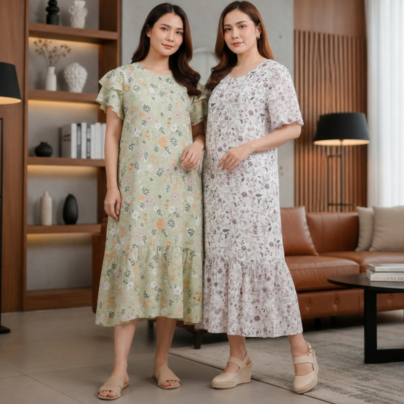 Daster Wanita Lengan Pendek Motif Kekinian | Daster Rumahan Adem Nyaman