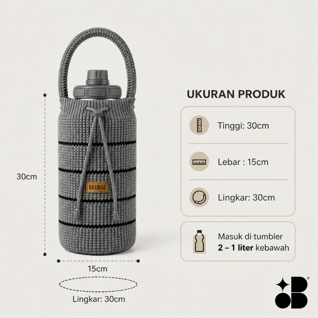 Billwaz Tas Rajut Botol Minum 2 Liter - Aabu