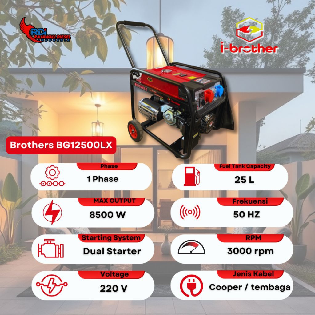 GENSET OPEN BROTHERS 8500 WATT BG12500LX