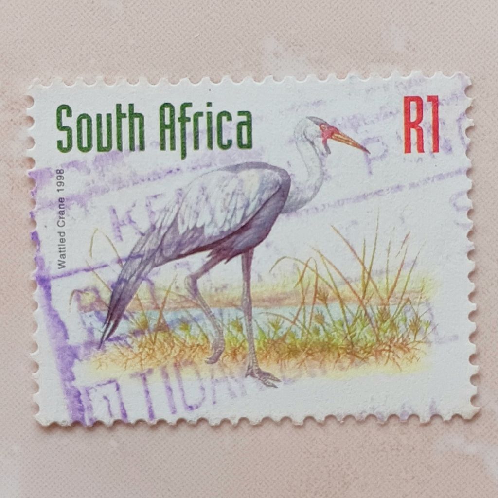 (AE) Perangko Afrika Selatan 1997 Definitives Endangered Fauna (Redrawn) - Wattled Crane (Bugeranus 