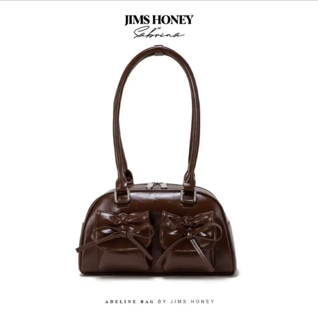 JIMS HONEYxSabrina Adeline bag warna brown / Tas kulit warna cokelat (preloved)