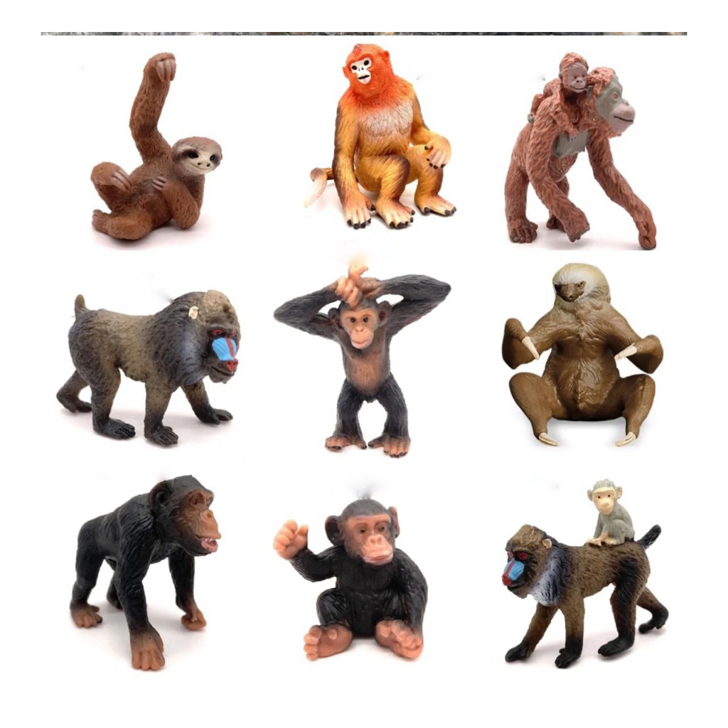 Mainan hewan orang utan Miniatur monyet Kera figure Simpanse monyet bekantan kukang koleksi hewan pr