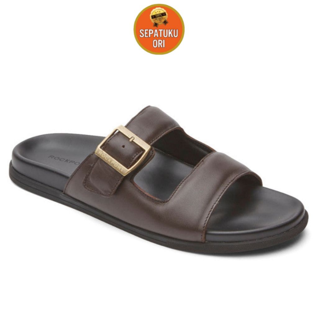 SANDAL PRIA ROCKPORT DARRON BUCKLE SLIDE ORIGINAL DARK BROWN [CJ1650]