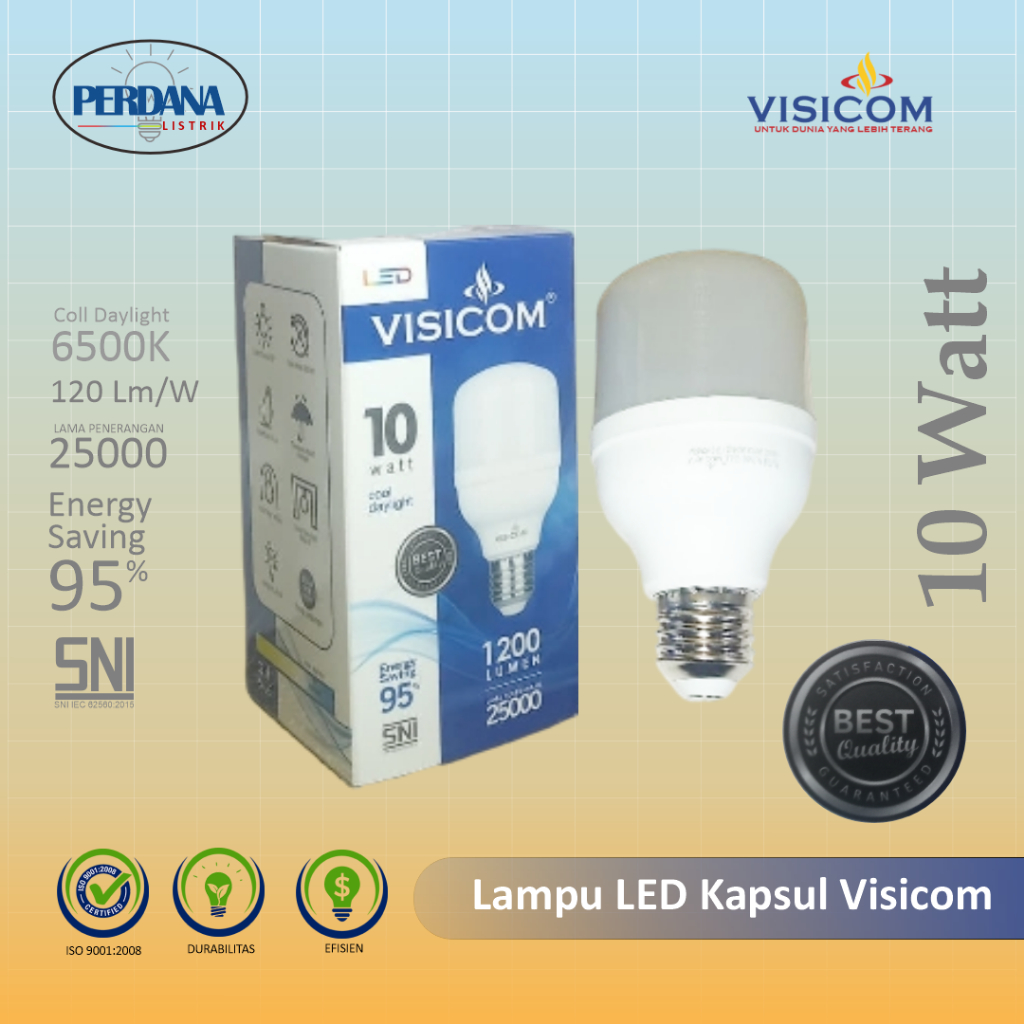 Lampu LED Kapsul VISICOM 10 Watt - Hemat Energi, Daya Tahan Lama, Desain Minimalis 100%Original