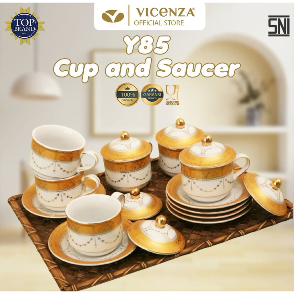 Vicenza Tea Set Padi | Cangkir set tutup Padi Vicenza