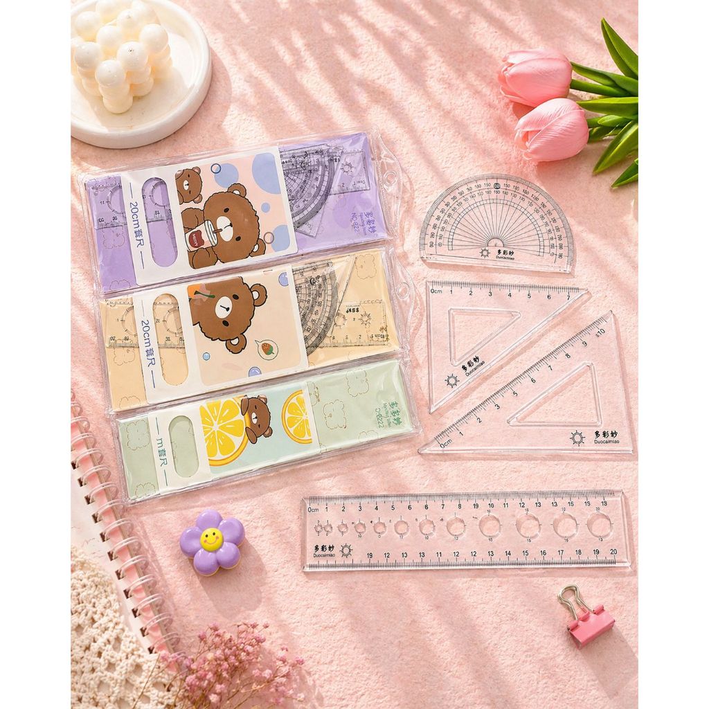 1 Set Penggaris Lengkap & Praktis Busur/ Penggaris Segitiga