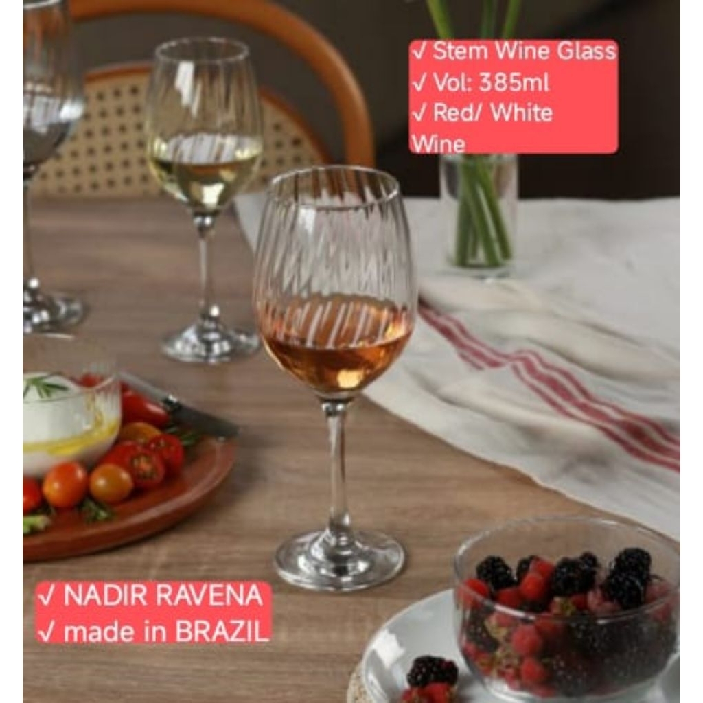 Gelas Red Wine Kaki 385ml (set isi 1pcs) NADIR RV/ Stem Red Wine Glass NADIR RAVENA