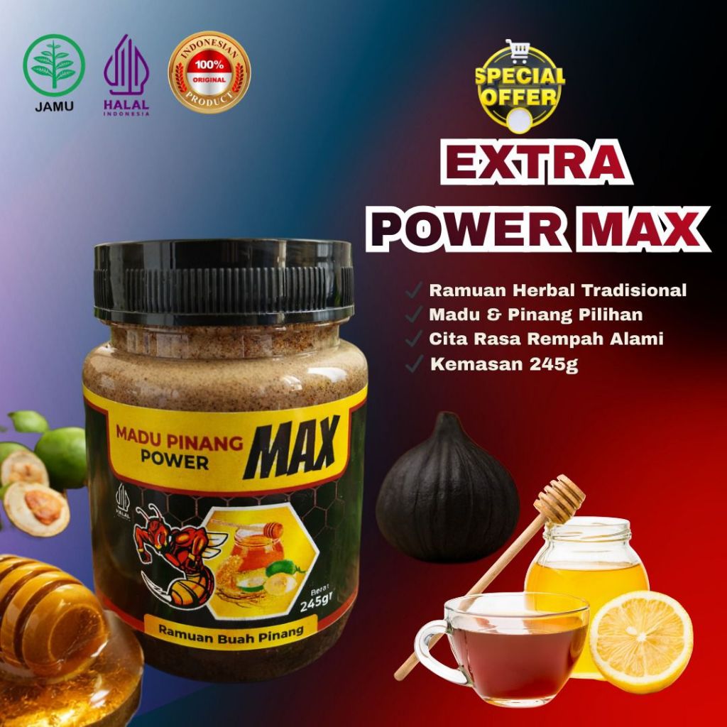 Madu Pinang Power MAX Original 245gr - Herbal Jamu Tradisional Pria Dewasa, Madu Pinang Premium, Sta