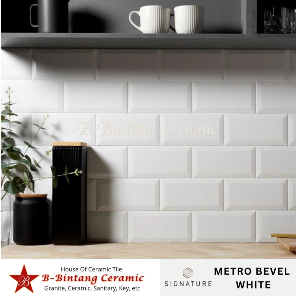 Mulia Tile Subway Metro Bevel White Glossy | 10x20 cm