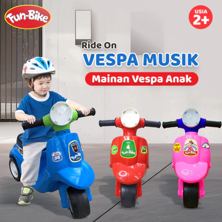 Funbike Motor Vespa Mainan Motor Tanggung Anak Tanpa Musik & Musik