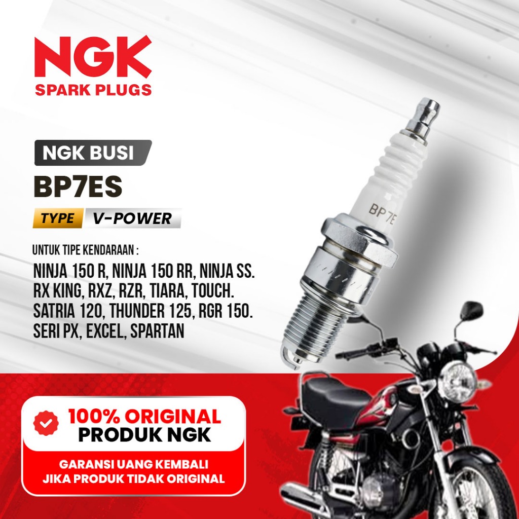 Busi NGK BP7ES Original - Ninja 150 R RR, RX King, Satria 2T, Suzuki Thunder 125 - Busi NGK BP-7ES A
