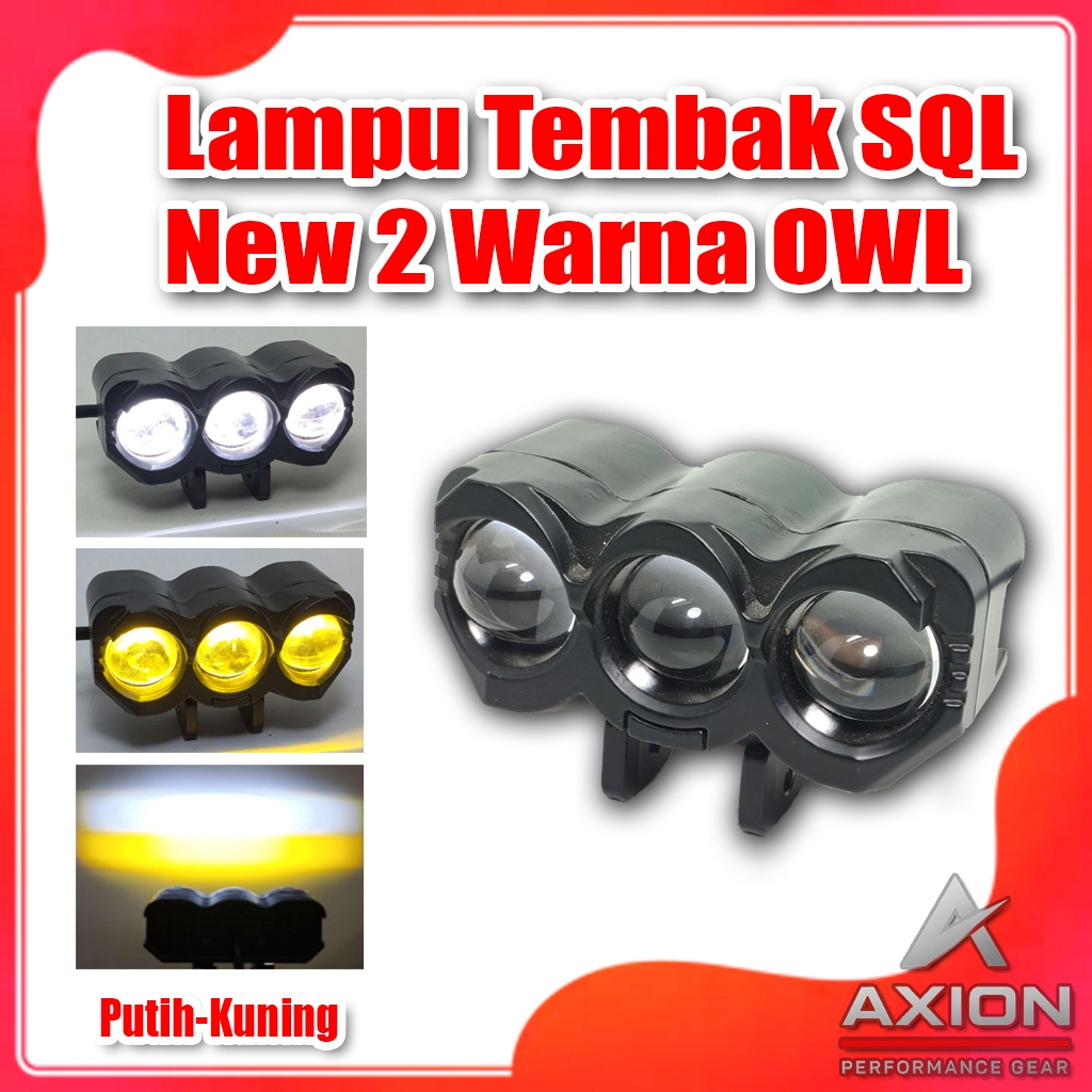 Lampu Tembak LED Motor SQL 3 Mata Hi Low Motor Mobil 2 Warna Mini Sorot Laser Foglamp
