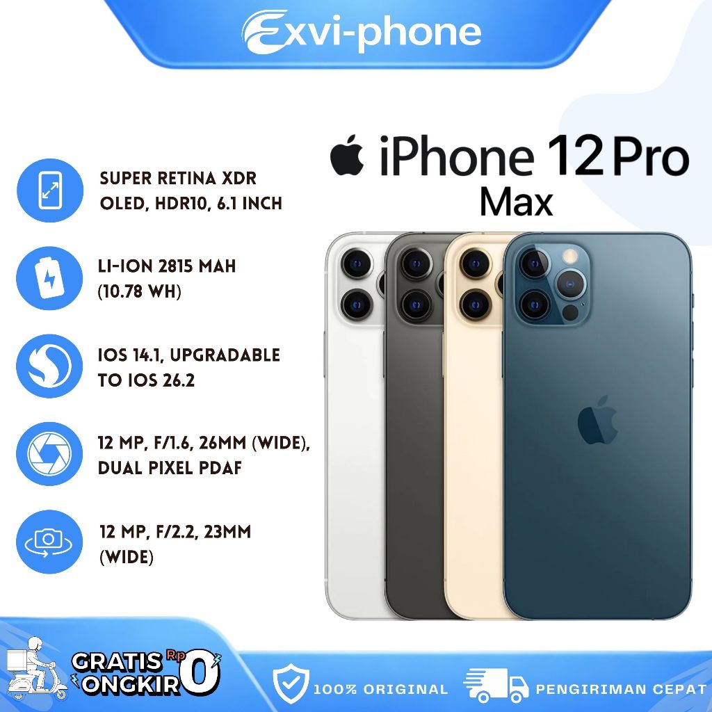 IPHONE 12 PRO MAX 128GB / 256GB / 512GB   Second Original Like New 98% Garansi