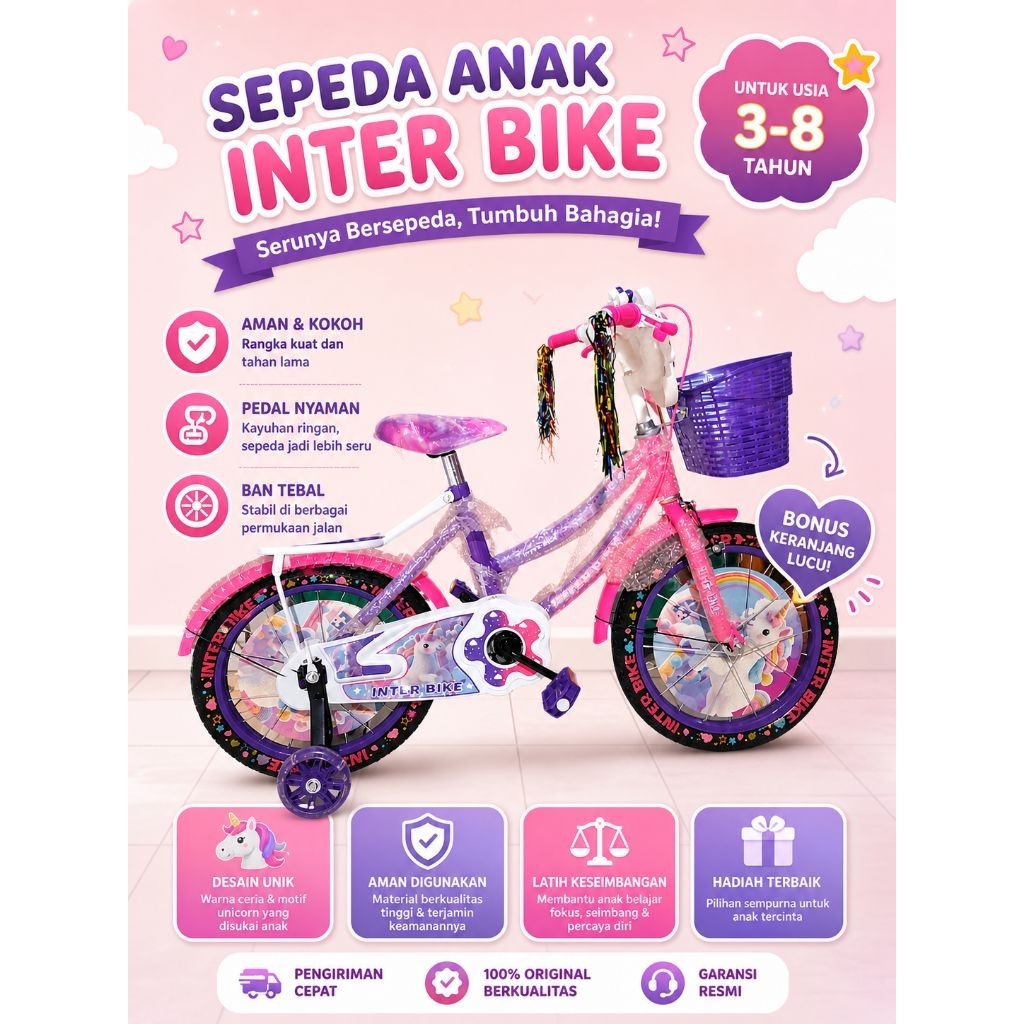 ATLANTIS Sepeda anak Mini 12 inch anak cewek usia 2-4 Tahun ORIGINAL