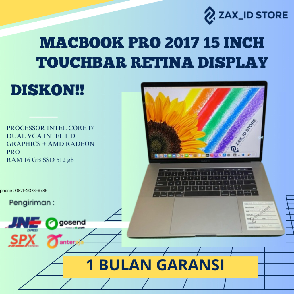 MACBOOK PRO 2018 15 INCH TOUCHBAR RETINA DISPLAY