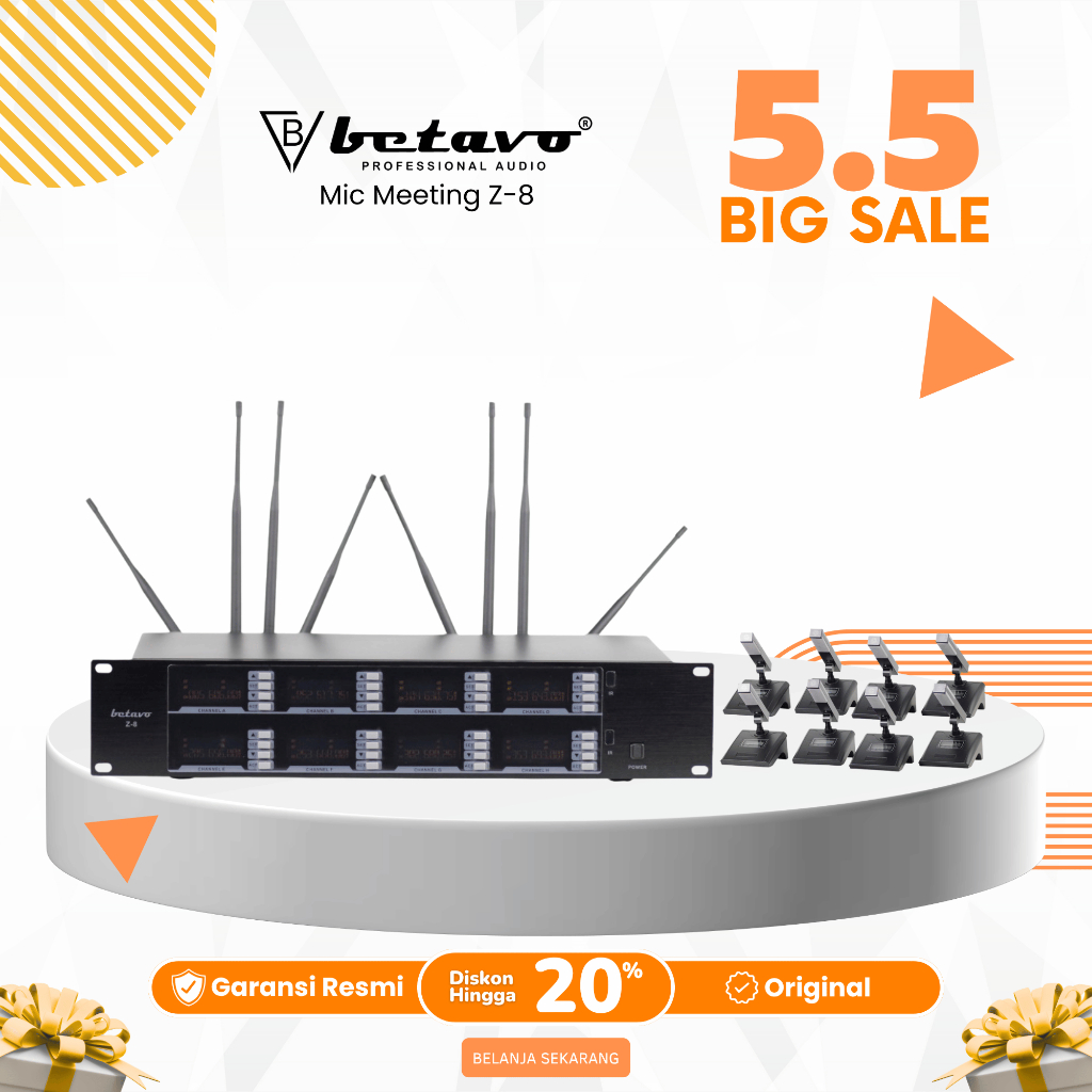 Professional Microphone Wireless Conference Betavo Audio Z-8 | 8 Mic | Hardcase | Mic Meeting