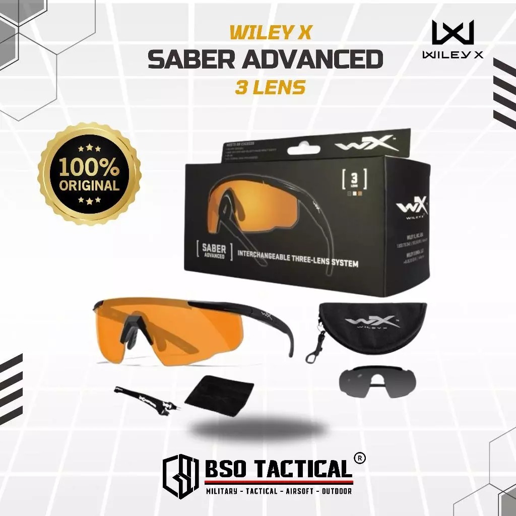 TERPOPULER Kacamata WX Wiley x Saber Advanced Tactical Interchangeable 3 Lens ORIGINAL