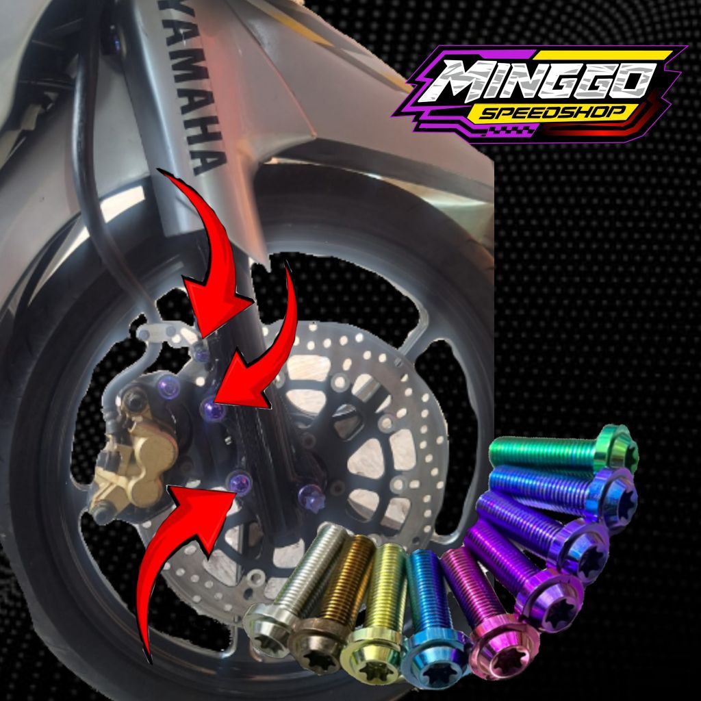 baut breket kaliper ke shock fizr F1zr Titan satu set 3 biji plus baut breket slang rem