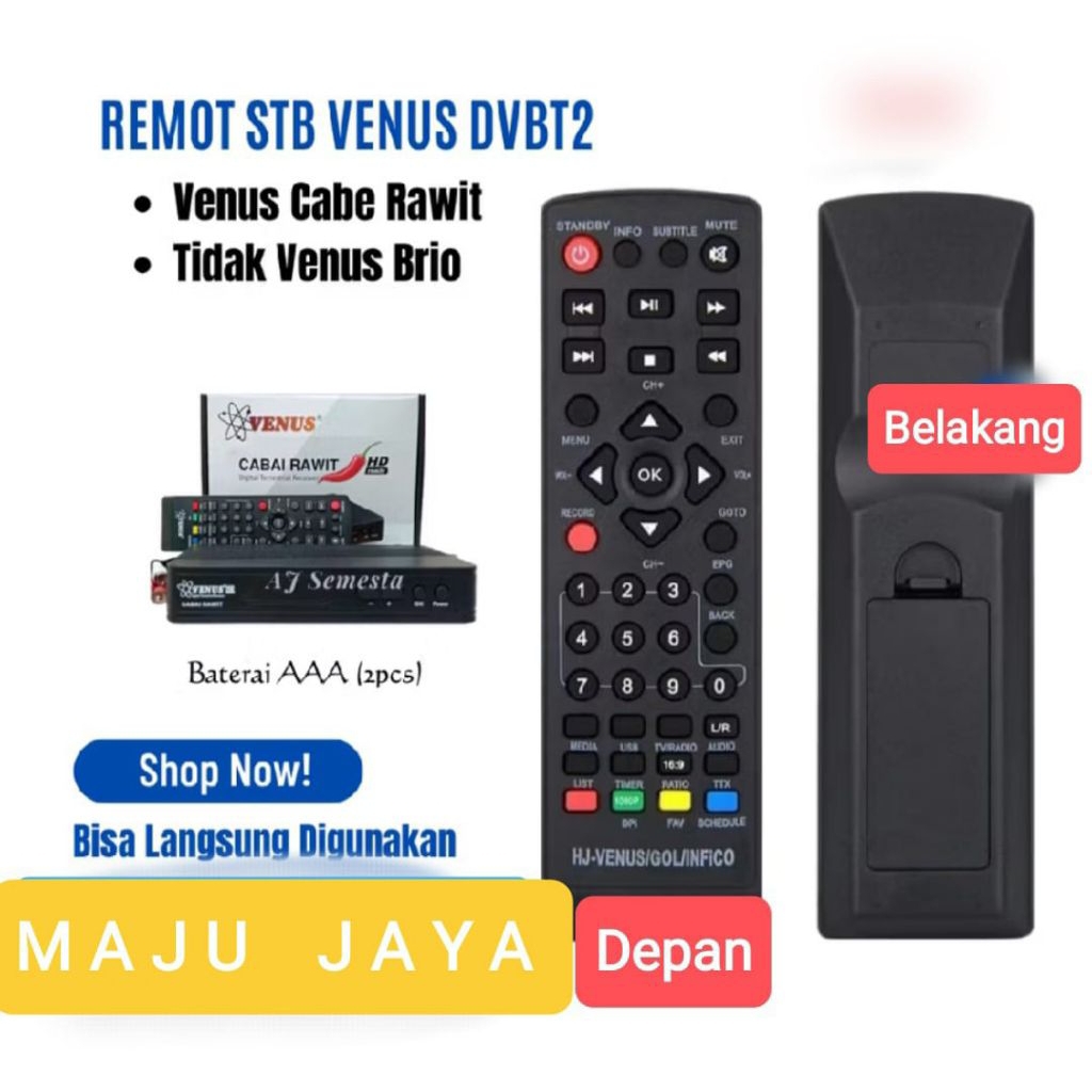 REMOTE SET TOP BOX VENUS Cabe rawit,Venus Brio