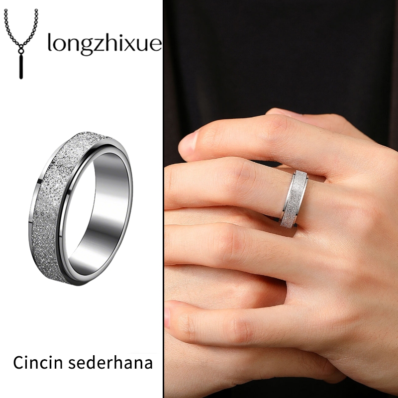 Cincin perak matte untuk pria, ujung tertutup, cincin kelingking perak murni, cincin polos untuk pri