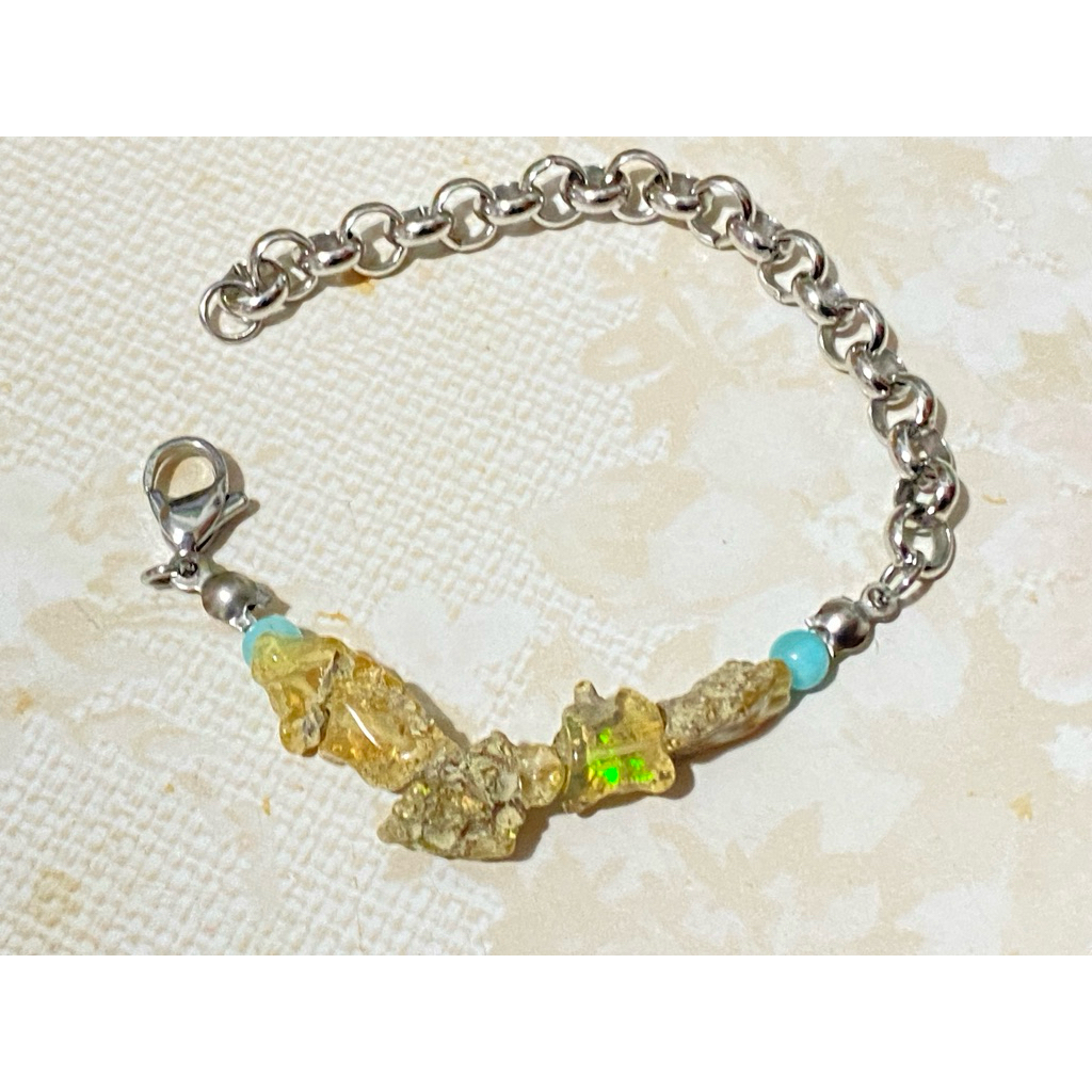 Opal Bracelet, Gelang Opal, Gelang Kristal, Gelang etnik opal, larimar [Unik, Hanya tersedia 1 pcs]