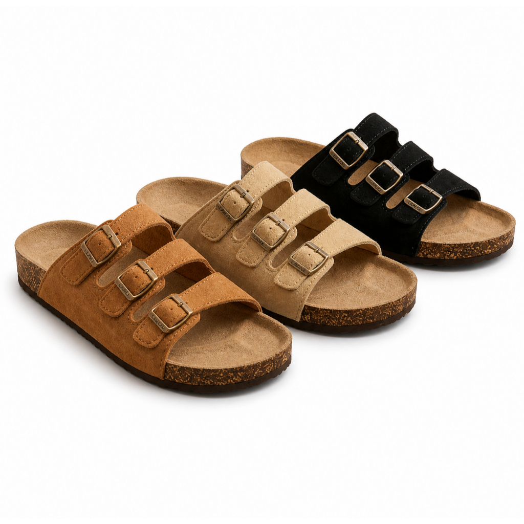 Porto Sandal Vintage Olla - Sandal Wanita Strap 3 - Buckle Premium | Sandal Flat Nyaman Anti Slip Ca