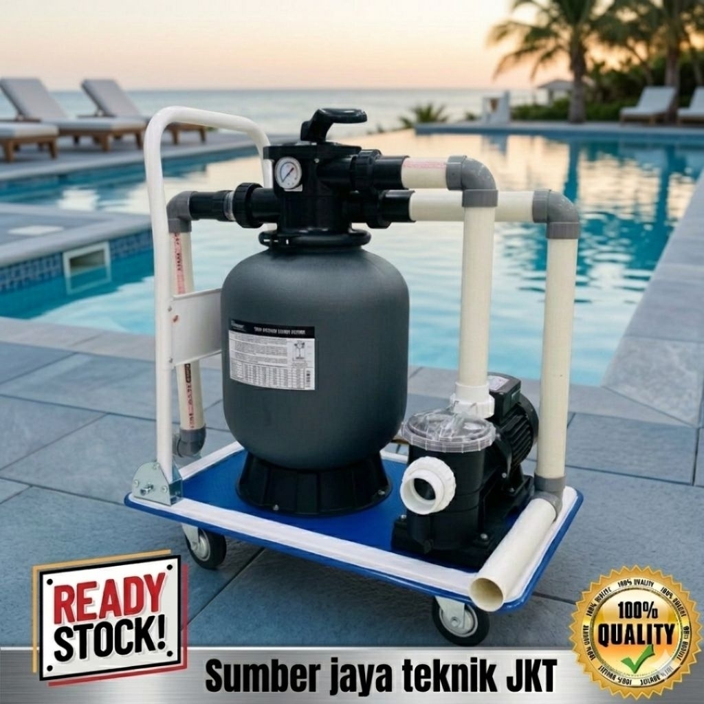 Paket Pompa Vacum Kolam Renang Portable Troli Mesin Pompa Kolam Renang