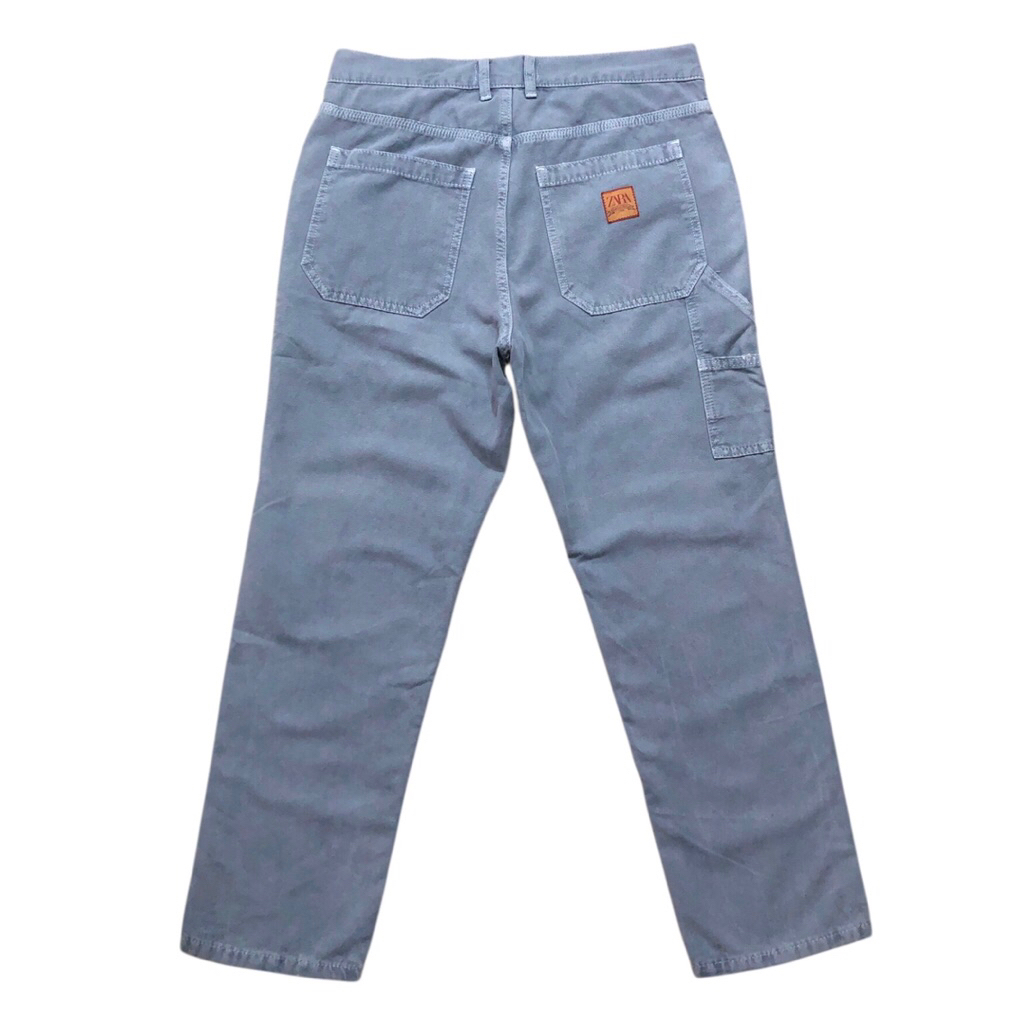 ZARA Carpenter Pants Light Blue Straight Fit