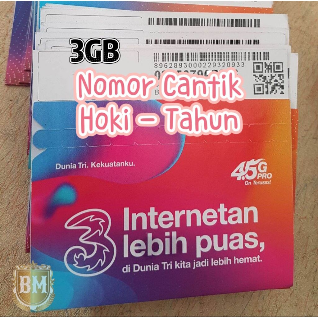 Kartu Perdana 3 Tri nomor cantik Hoki/Tahun