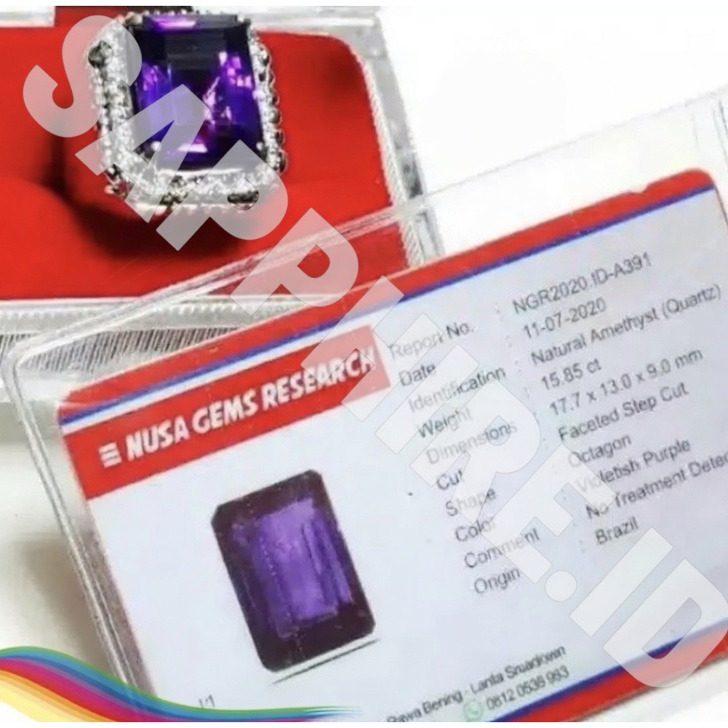 BATU PERMATA NATURAL KECUBUNG AMETHYST + MEMO NGR