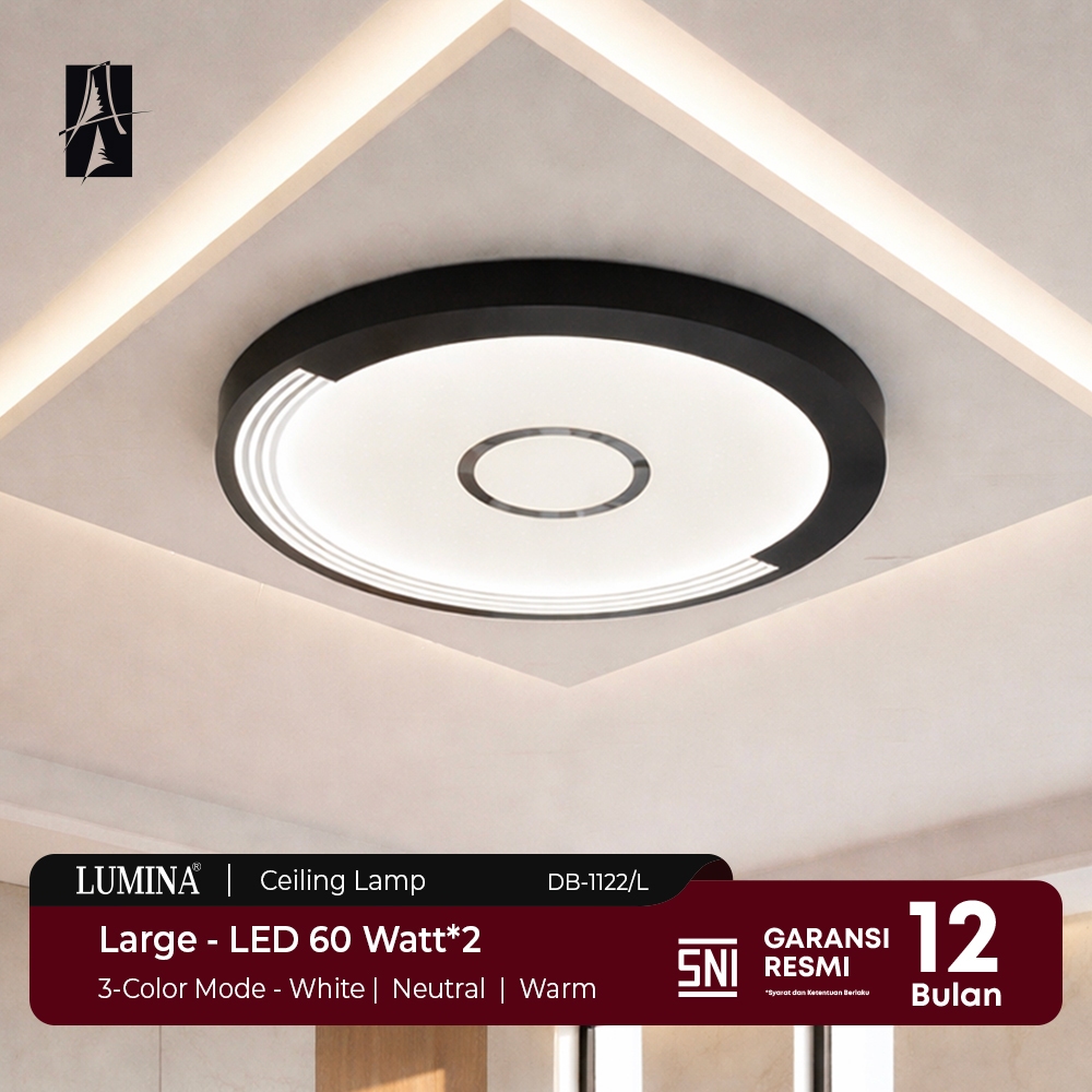 Lumina - Lampu Plafon LED Modern Minimalis Ceiling Lamp 3 Warna Cahaya 60W x2 Indoor Dekorasi Ruang 