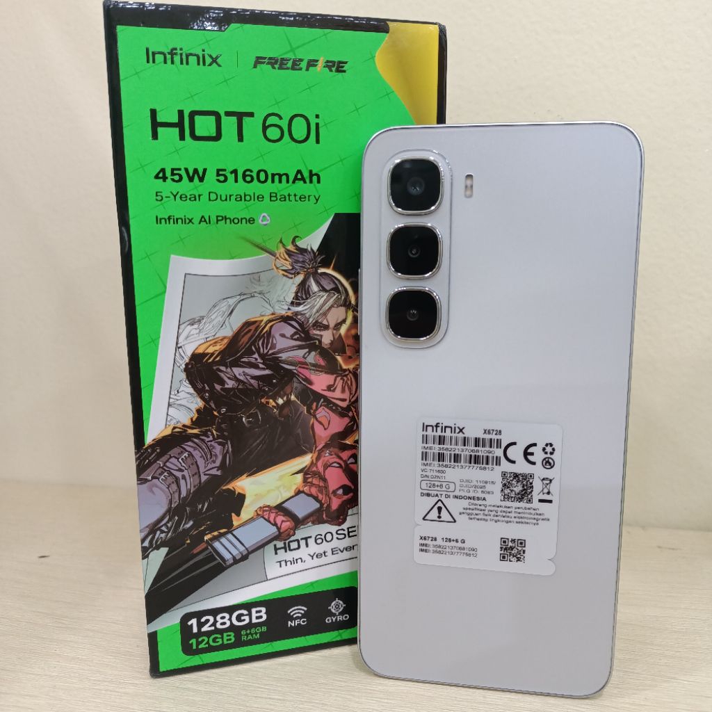 Handphone Infinix Hot 60i Ram 6 128 GB BNOB Like New