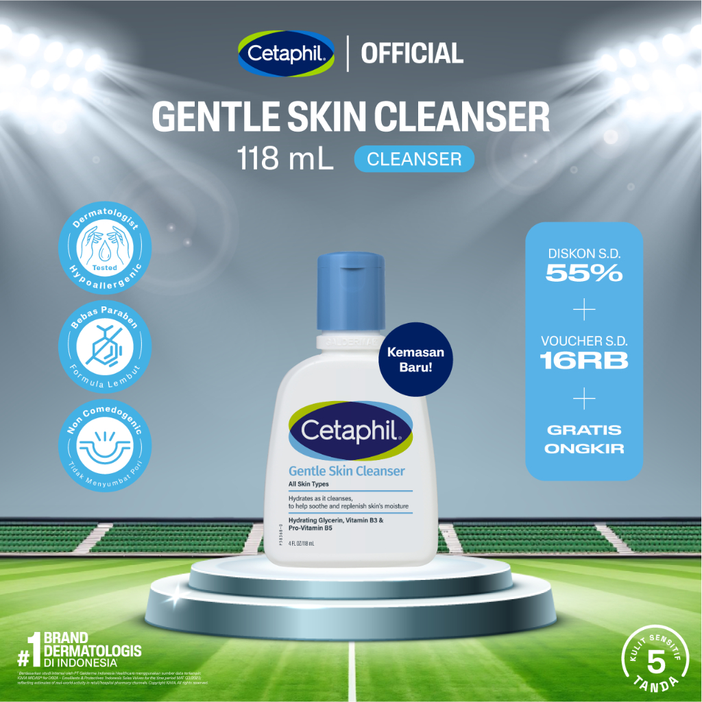 Cetaphil Gentle Skin Cleanser 118ml dengan Niacinamide, Glycerin dan Panthenol Sabun Pembersih Muka 