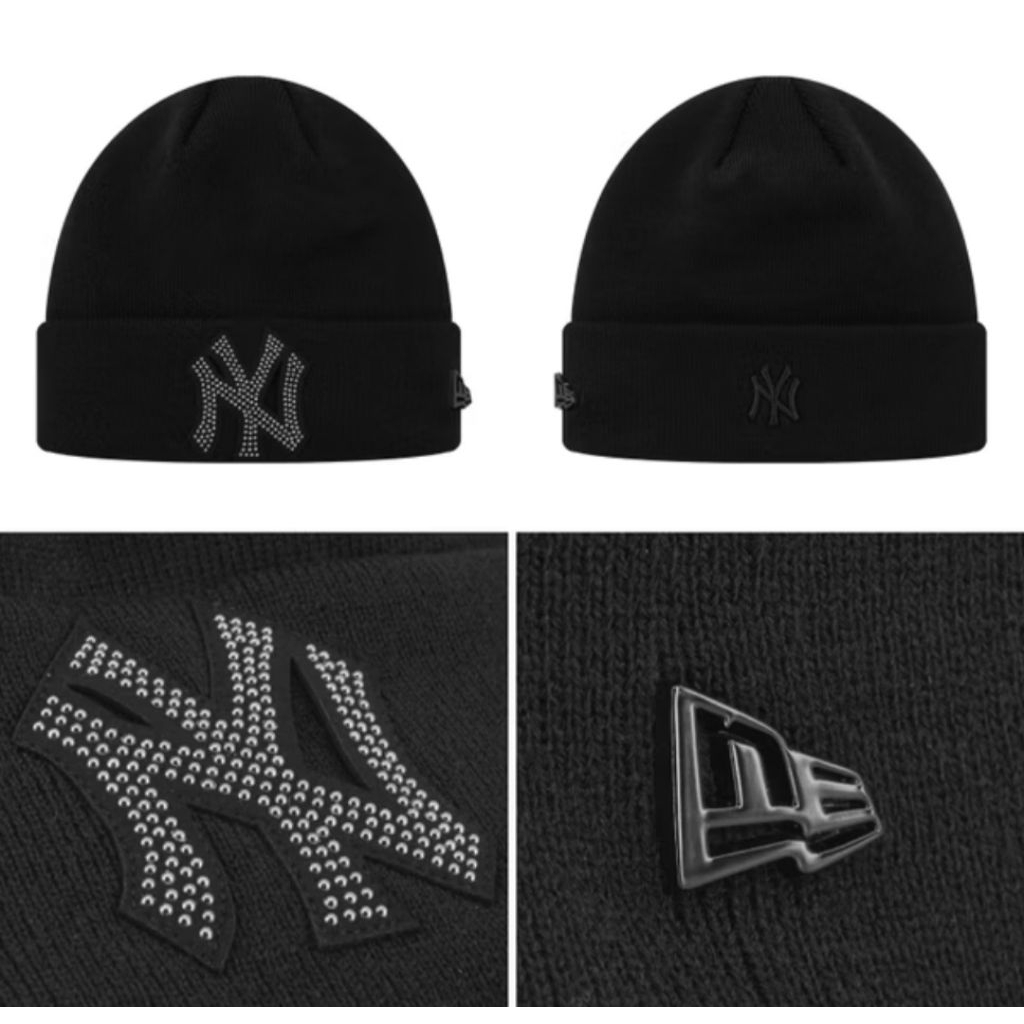 New era original hat beanie dark NY yankees black