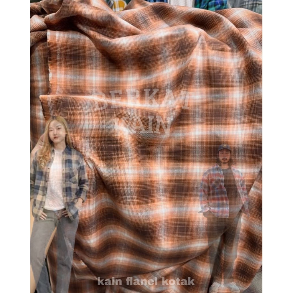 Kain katun flanel kotak ~ katun flanel motif kotak ~ kain katun flanel UNIQLO