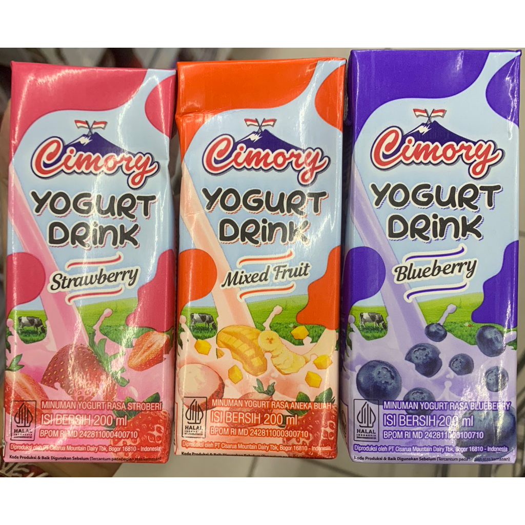 CIMORY YOGHURT DRINK 200ml BLUEBERRY STRAWBERRY CEMILAN ANAK MINUMAN RINGAN SUSU OLAHAN UHT GROSIR M